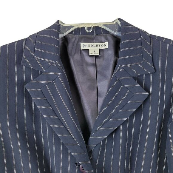 Pendleton Women's Blazer Suit Separates Navy Blue Striped Size 8 Career Office - Picture 4 of 10